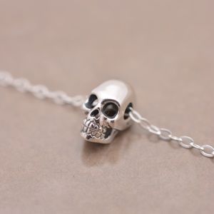 NEW Sterling Silver Skull Charm Necklace